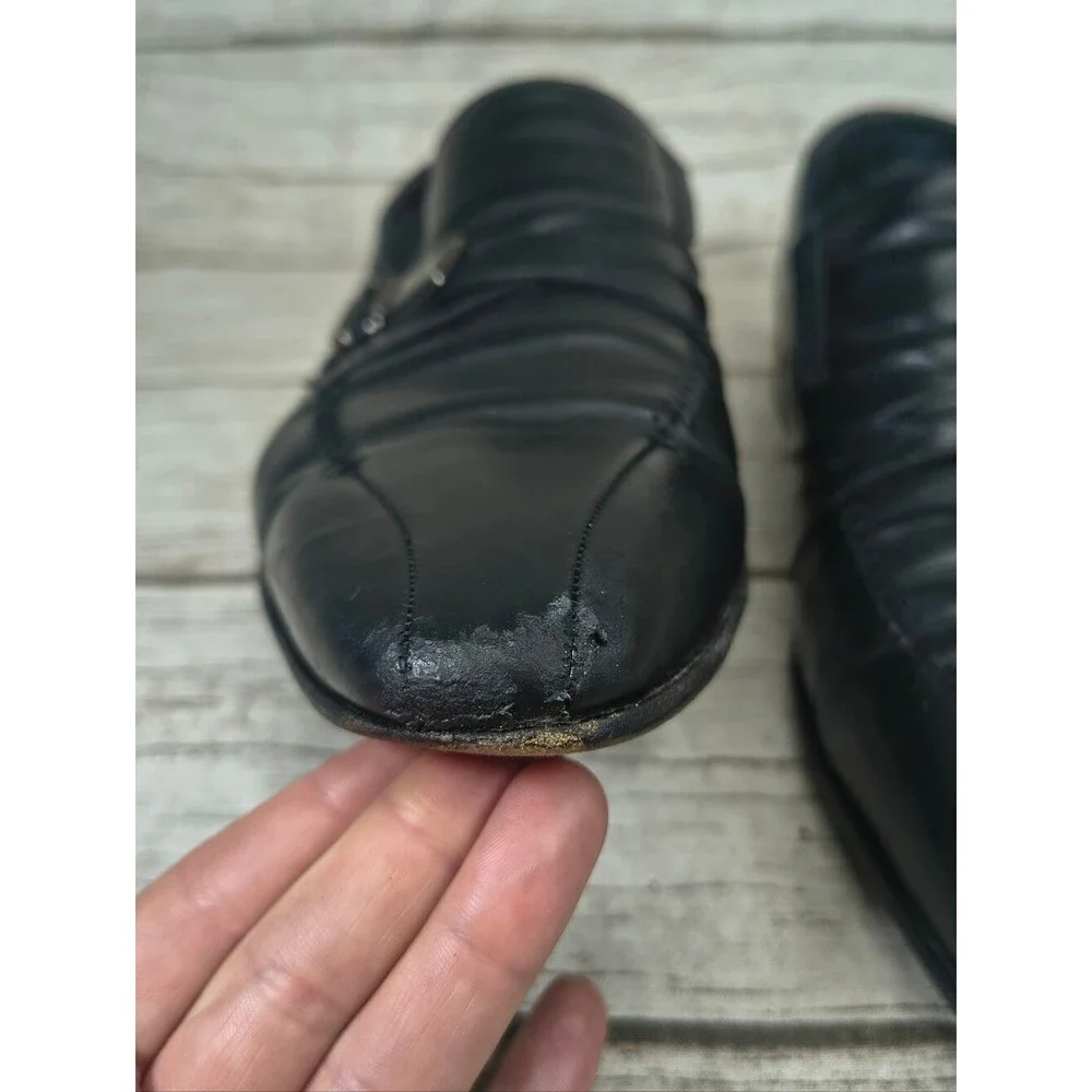 Mezlan Black Leather Slip On Loafers Men Size 11.5